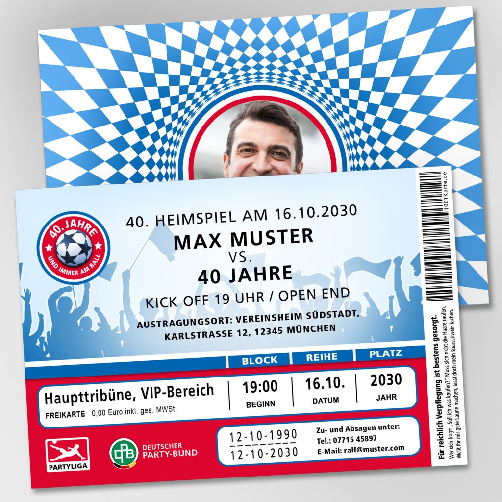 Einladungskarte Geburtstag Fußballticket Bayern