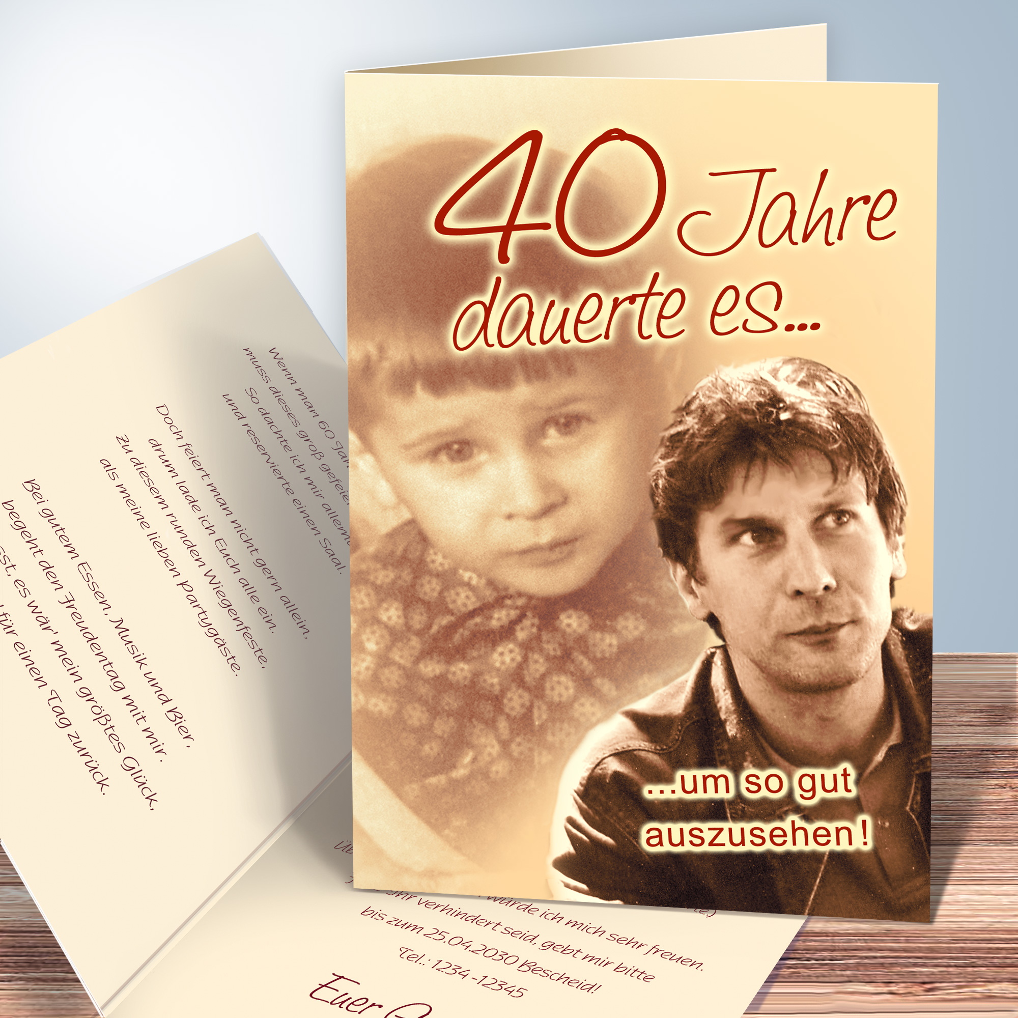 Retro Geburtsjahr Einladung runder Geburtstag 40 Jahre Einladungskarten Karten 