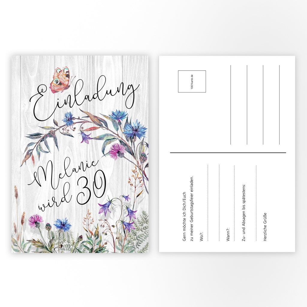 Einladungskarten Geburtstag Blumenwiese