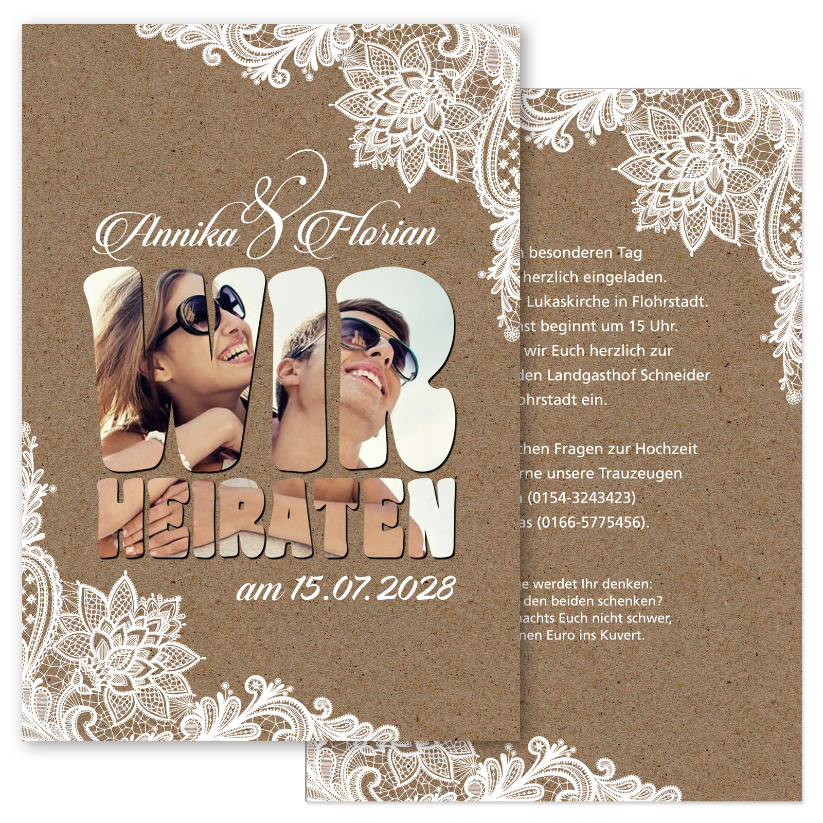 Einladungskarten Hochzeit Durchblick Schwarz 1001karte