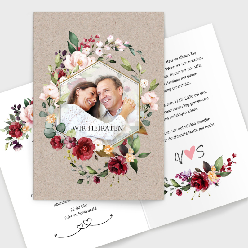 Hochzeitskarten floral Boho