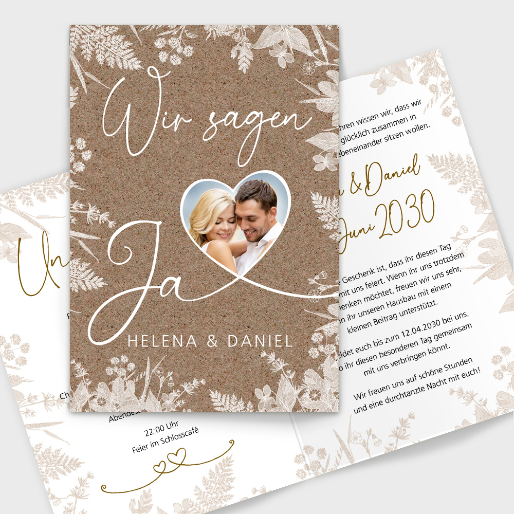 Einladungskarten Hochzeit Ja Herz – 1001karte.de