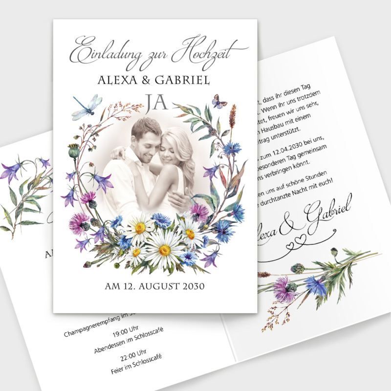 Einladungskarten Hochzeit Wiesenblumen